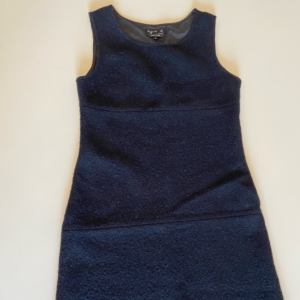 Agnes B black wool pinafore dress